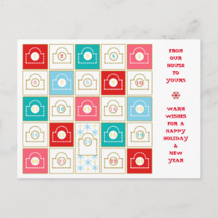 Vintage Advent Calendar Personalize Holiday Postcard