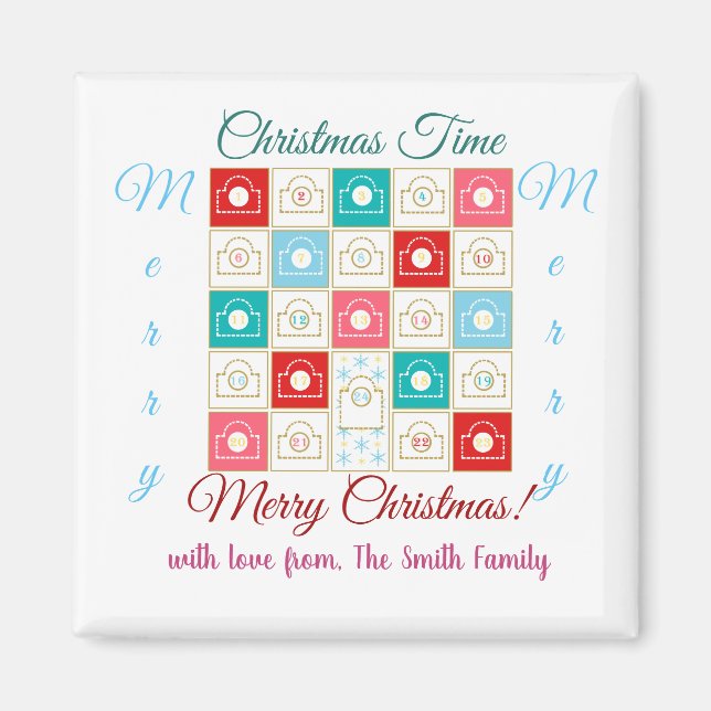 Vintage Advent Calendar Personalize Magnet (Front)