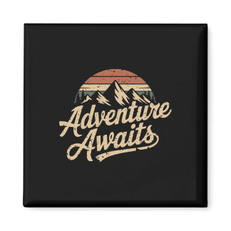 Vintage Adventure Awaits Outdoor Mountains Nature  Magnet