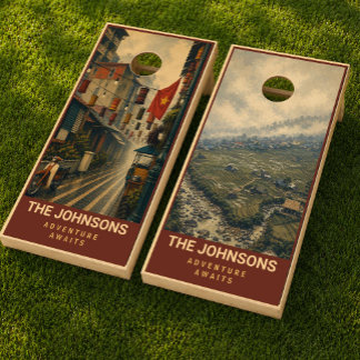 Vintage Adventure Family Vietnam Travel Cornhole Set