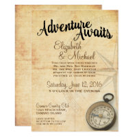 Vintage Adventure Travel Wedding Invitation