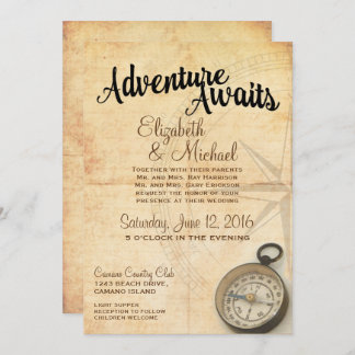 Vintage Adventure Travel Wedding Invitation
