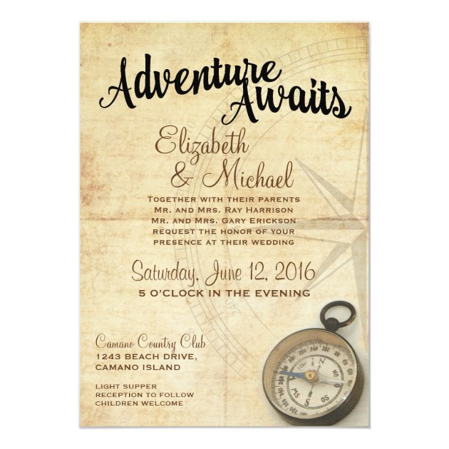 Vintage Adventure Travel Wedding Invitation