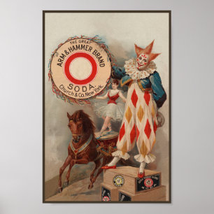 Vintage Advertisement Clown and Acrobat on a Horse Poster