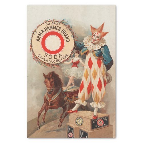 Vintage Advertisement Clown and Acrobat on a Horse Tissue Paper