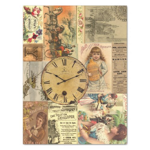 Vintage Advertisement Collage ShabbyChic Decoupage Tissue Paper