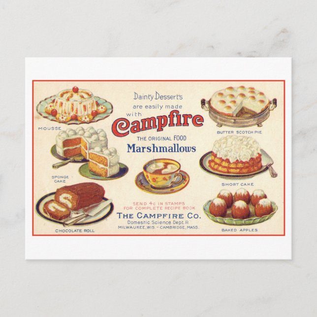 Vintage Advertisement for Campfire Marshmallows Postcard (Front)