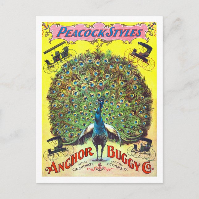 Vintage Advertisement for Peacock Style Buggies Postcard (Front)