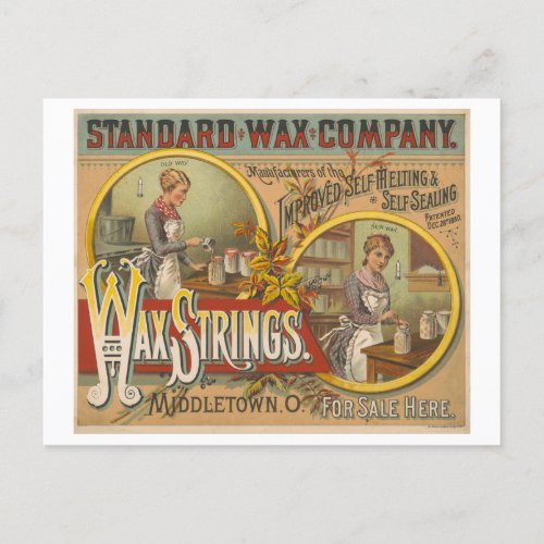 Vintage Advertisement for Standard Wax Strings Postcard