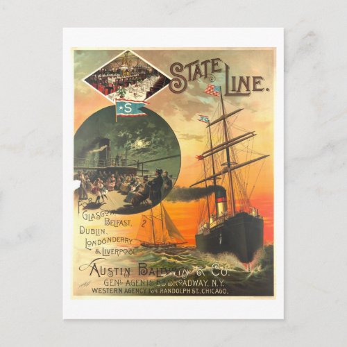 Vintage Advertisement for State Line Ship Postcard