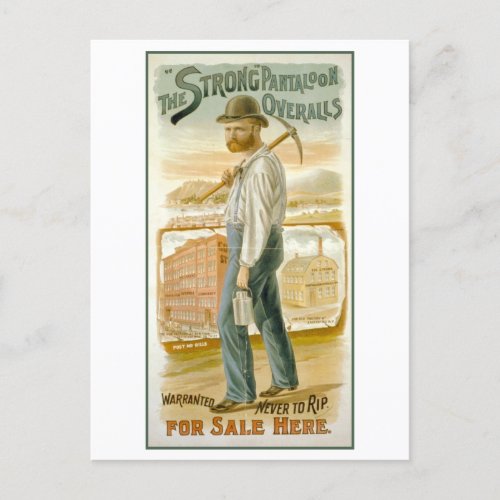 Vintage Advertisement for Strong Overalls Postcard