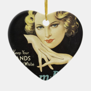 Vintage Advertisement Hand Cream Woman Blond Hair Ceramic Ornament