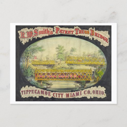 Vintage Advertisement Patent Truss Bridge Ohio Postcard