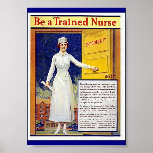 Vintage Advertisement to Become a Trained Nurse, Poster (Front)