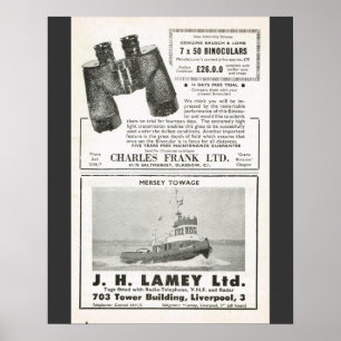 Vintage Advertising, Binoculars, tugs Poster