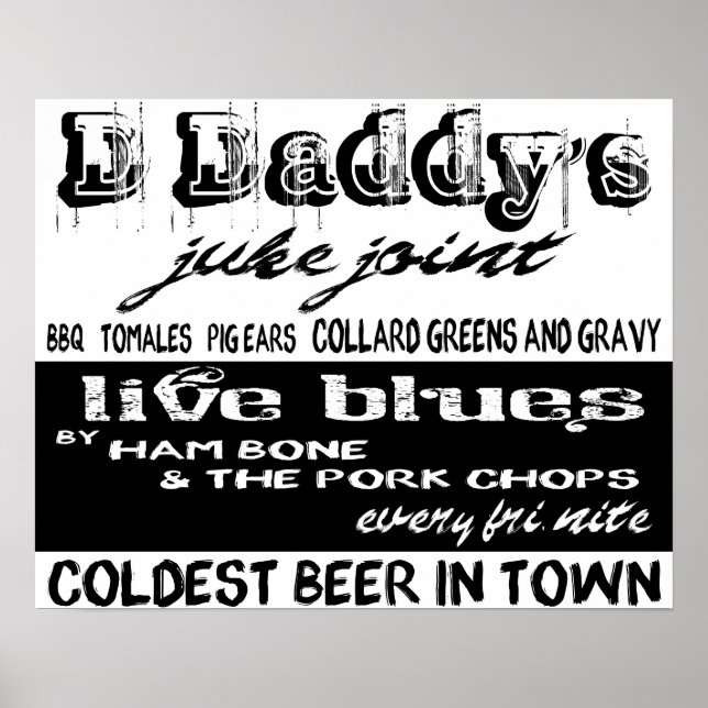 Vintage Advertising Blues Music Poster (Front)