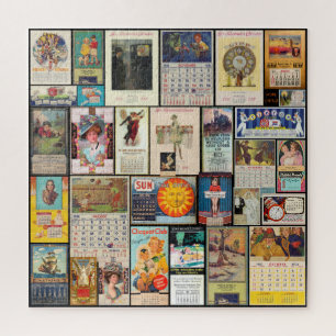 VINTAGE ADVERTISING CALENDAR COLLAGE, PACKED! JIGSAW PUZZLE