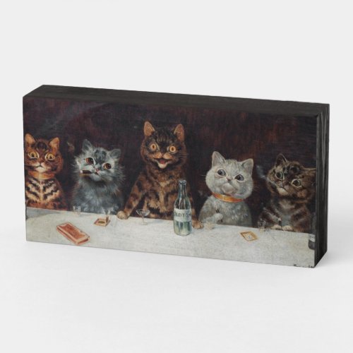 Vintage Advertising Cats Drinking Funny Bar Wooden Box Sign