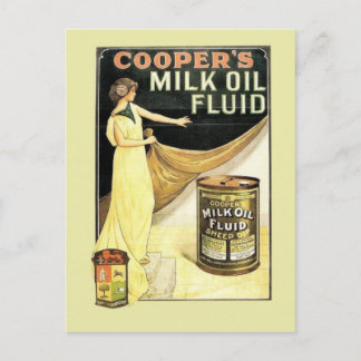 Vintage advertising, Cooper's milk oil fluid Postcard