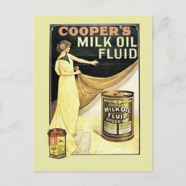 Vintage advertising, Cooper's milk oil fluid Postcard (Front)