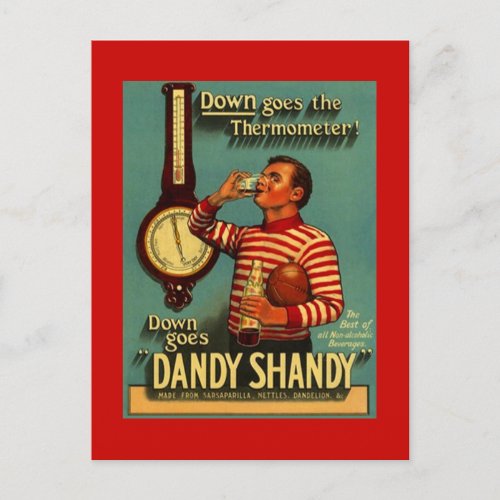 Vintage Advertising Dandy Shandy beverage drink Holiday Postcard