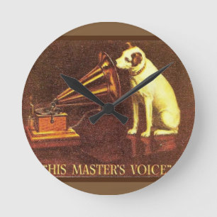 VIntage advertising, His master's Voice Round Clock