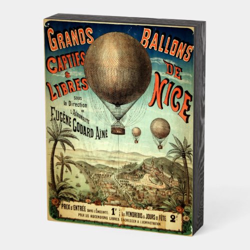 Vintage Advertising Hot Air Balloons Wooden Box Sign