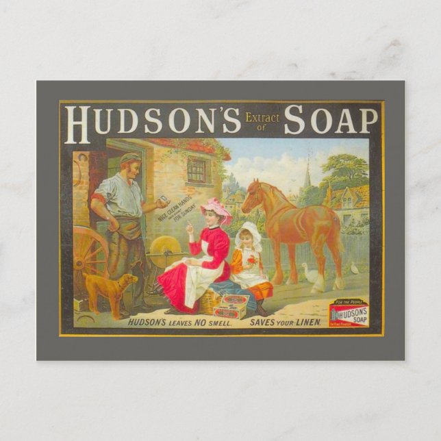 Vintage advertising, Hudson's soap Postcard (Front)