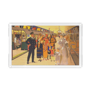 Vintage Advertising Poster For London Underground Acrylic Tray