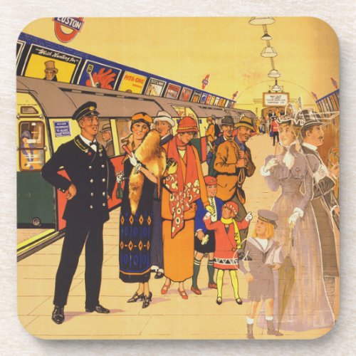 Vintage Advertising Poster For London Underground Beverage Coaster