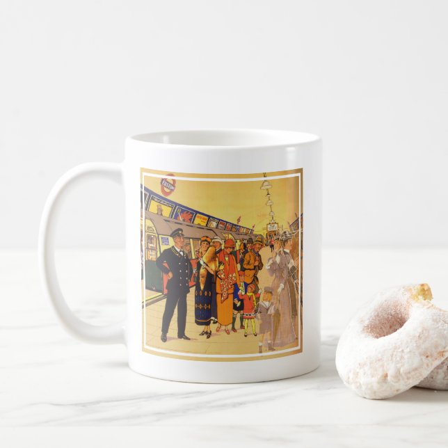 Vintage Advertising Poster For London Underground Coffee Mug (With Donut)