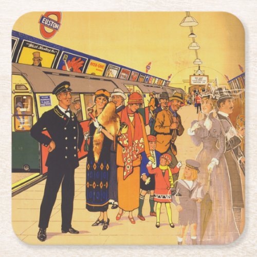 Vintage Advertising Poster For London Underground Square Paper Coaster
