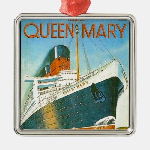 Vintage advertising RMS Queen Mary Metal Ornament