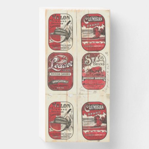 Vintage Advertising Sardines Wooden Box Sign