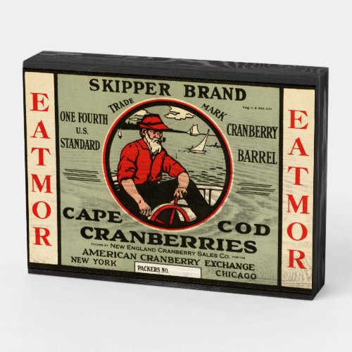 Vintage Advertising Skipper Cranberries Cape Cod Wooden Box Sign