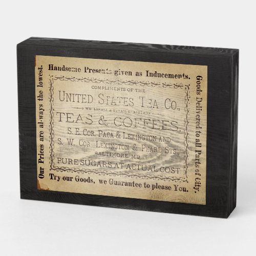 Vintage Advertising  Tea and Coffee Wooden Box Sign