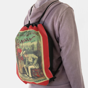 Vintage Advertising Tourist Guide to London Area Drawstring Bag