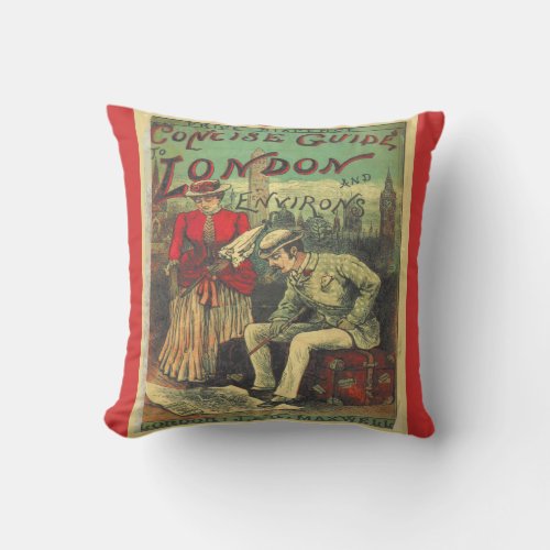 Vintage Advertising Travel Guide to London Area Throw Pillow