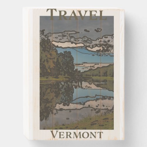 Vintage Advertising Travel Vermont Wooden Box Sign