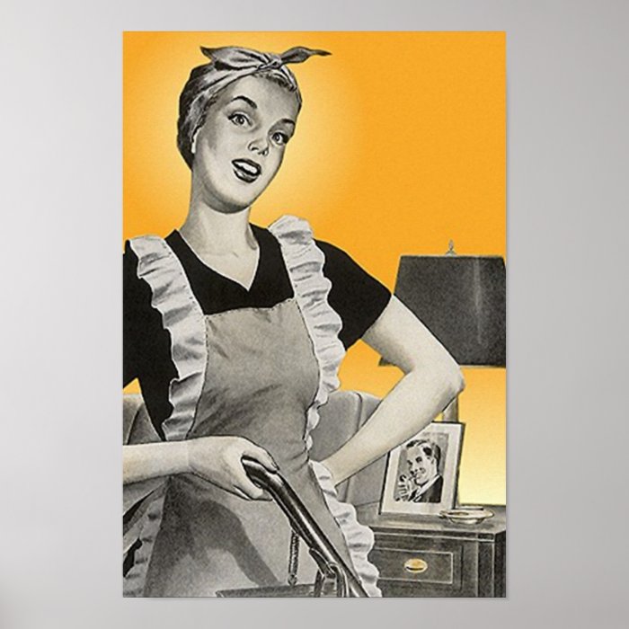 Vintage advertising Vacuum chores Housework Poster