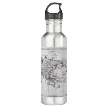 Vintage Aeronautic World Map Stainless Steel Water Bottle by JoyMerrymanStore at Zazzle