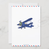 Vintage Aeroplane Plane Blue Gold Boy Baby Shower Invitation (Back)