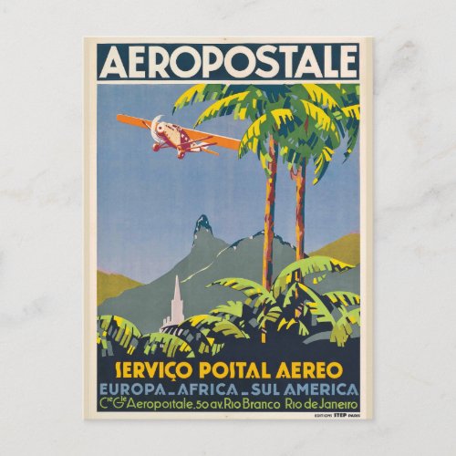 Vintage Aeropostale Travel Postcard