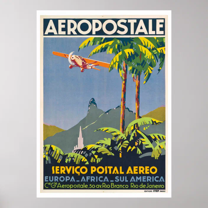 Brazil by Airplane South America American Vintage Travel Advertisement Poster 