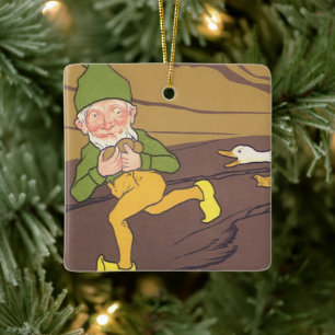 Vintage Aesop Fable Goose that Laid the Golden Egg Ceramic Ornament