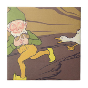 Vintage Aesop Fable Goose that Laid the Golden Egg Ceramic Tile