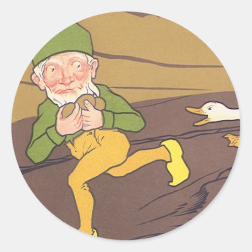 Vintage Aesop Fable Goose that Laid the Golden Egg Classic Round Sticker