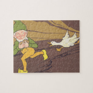 Vintage Aesop Fable Goose that Laid the Golden Egg Jigsaw Puzzle