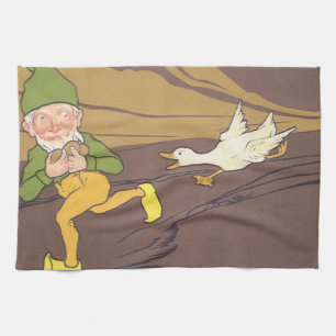 Vintage Aesop Fable Goose that Laid the Golden Egg Kitchen Towel