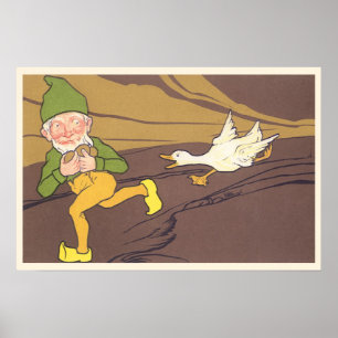 Vintage Aesop Fable Goose that Laid the Golden Egg Poster